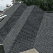 An architectural drawing of a hip roof design.