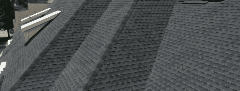 An architectural drawing of a hip roof design.