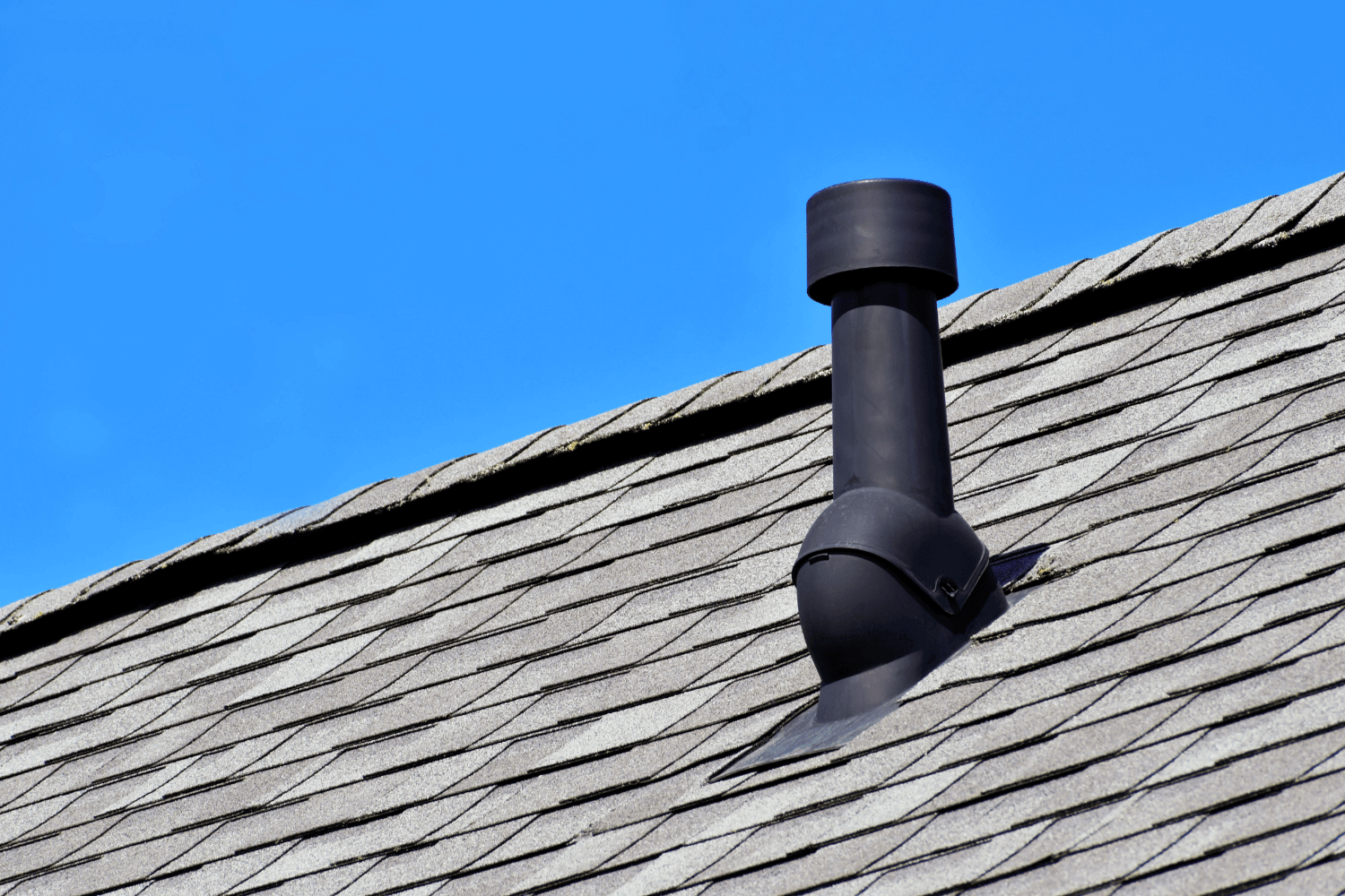 An illustration showing chimney flashing on a roof. 