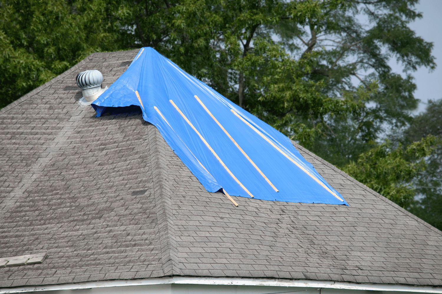 An image showing preventative measures taken against wind damage on a roof, including upgraded materials. 