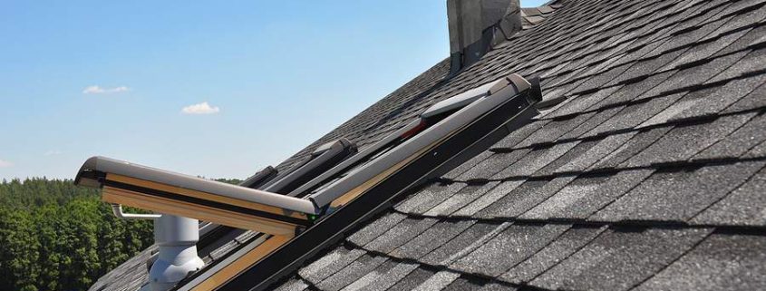 A Gray Roof Covered With shingles